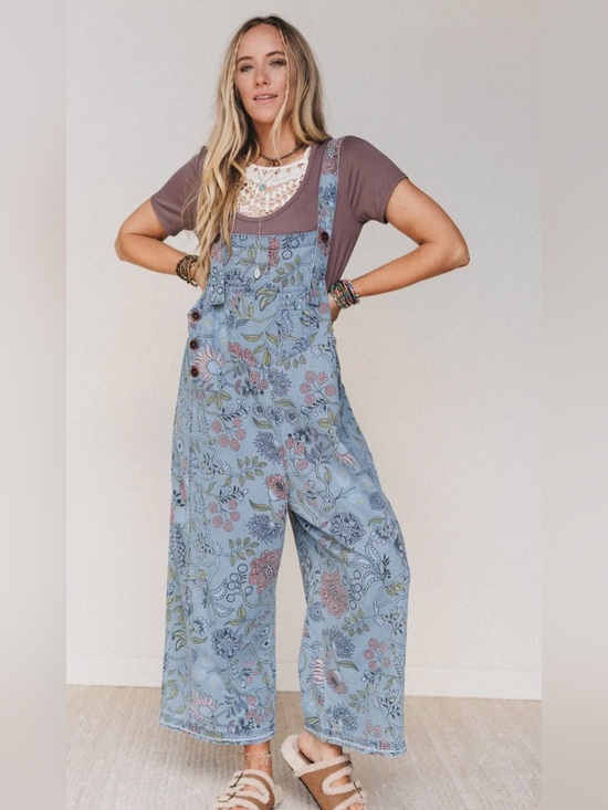 Three Bird Nest Pants - NWT Three Bird Nest High Hopes Slouchy Denim Boho Overalls B20